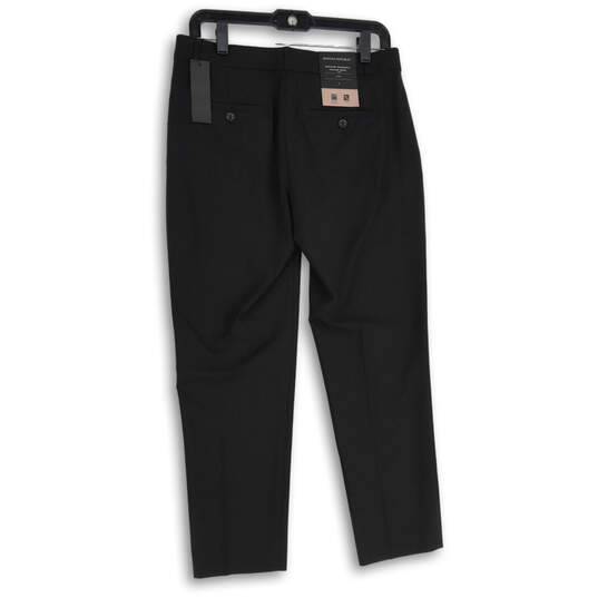 NWT Womens Black Wool Flat Front Slash Pocket Straight Leg Dress Pants Size 4 image number 2