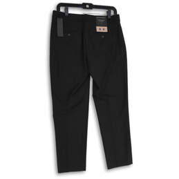 NWT Womens Black Wool Flat Front Slash Pocket Straight Leg Dress Pants Size 4 alternative image