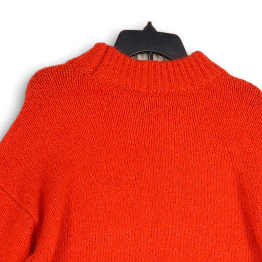 Womens Red Knitted Crew Neck Long Sleeve Pullover Sweater Size Large image number 4