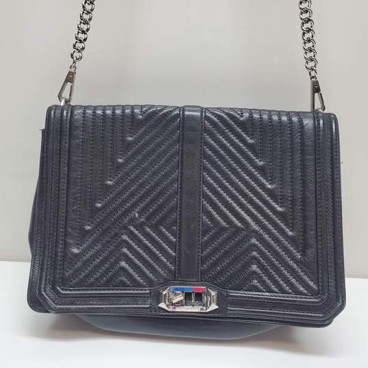 Rebecca Minkoff Black Geo Chevron Quilted Leather image number 2