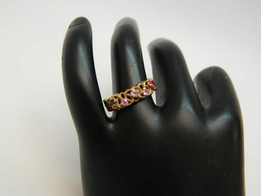 10K Gold Ruby Pink Sapphire & Purple Spinel Knot Band Ring 3.0g image number 4