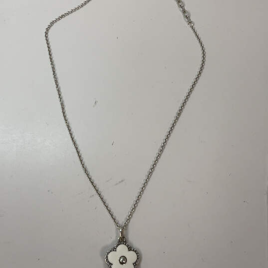 NWT Designer Brighton Silver-Tone Link Chain Flower Pendant Necklace image number 3