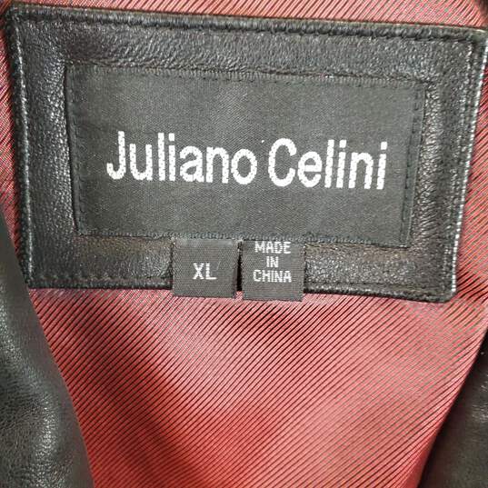 Juliano Celini Women Black Leather Blazer Sz XL image number 2