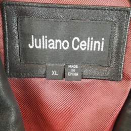 Juliano Celini Women Black Leather Blazer Sz XL alternative image