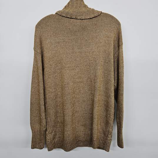 Elson Tan Textured Long Sleeve Turtleneck Sweater image number 2