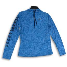 Womens Blue Heather Long Sleeve Drawstring Activewear Pullover Hoodie Size Small