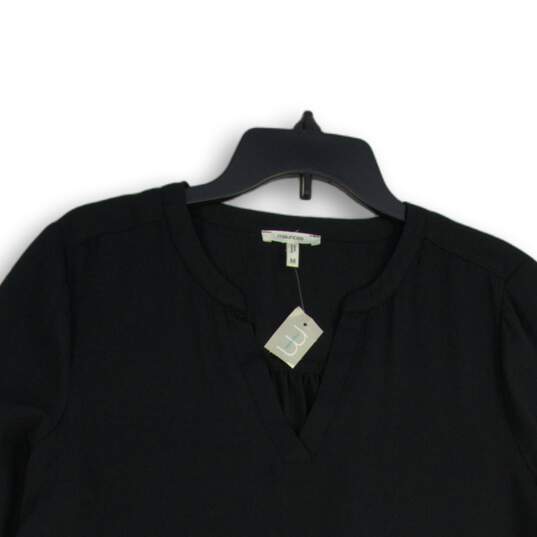 NWT Maurices Womens Black Split Neck 3/4 Sleeve Pullover Blouse Top Size Medium image number 3