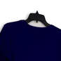 Womens Blue Round Neck Long Sleeve Pullover T-Shirt Size Medium Petite image number 4
