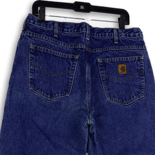 Mens Blue Denim Medium Wash Five Pocket Design Straight Jeans Size 36x32 image number 4