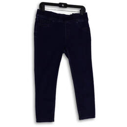 Womens Blue Dark Wash Elastic Waist Pull-On Skinny Leg Jegging Jeans Size 8
