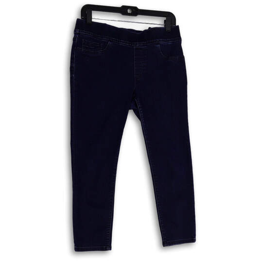 Womens Blue Dark Wash Elastic Waist Pull-On Skinny Leg Jegging Jeans Size 8 image number 1