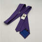 NWT Mens Purple Silk Striped Adjustable Classic Pointed Designer Neck Tie image number 2