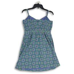 Womens Multicolor V-Neck Spaghetti Strap Back Zip A-Line Dress Size 6 alternative image
