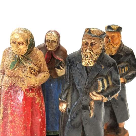 Hand Crafted Eastern European Figure Art Lot of 4  Vintage Wood Carvings image number 3