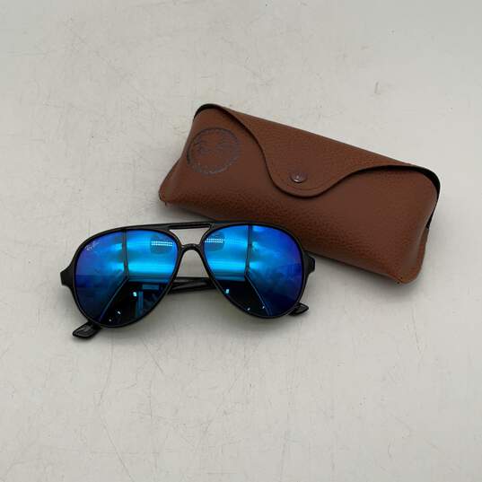 RayBan Mens Black Blue Lightweight UV Protected Aviator Sunglasses With Case image number 1