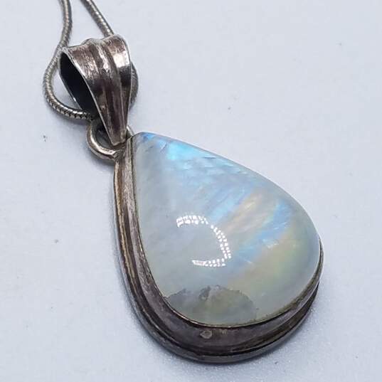 Sterling Silver Chalcedony Pendant 23in Necklace 15.1G DAMAGED image number 4
