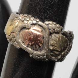 South Dakota Gold Company Sterling Silver 10K Black Hills Gold Accent Ring Size 4.5 - 5.96g