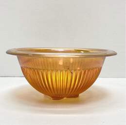 Vintage Iridescent Amber Bowl 10.5 in W Carnival Vintage Glass