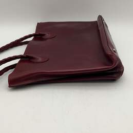 Womens Burgundy Leather Double Handle Charm Bottom Studs Tote Bag alternative image