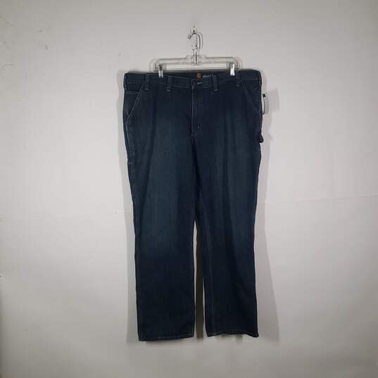 Mens Relaxed Fit Medium Wash Denim 5 Pocket Design Carpenter Jeans Size 44X32 image number 1