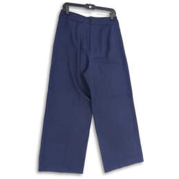 Womens Navy Blue Flat Front Wide Leg Zipper Ankle Pants Size 8 alternative image