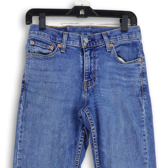 Mens Blue Denim Medium Wash 5-Pocket Design Straight Leg Jeans Size W29 L32 image number 3