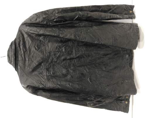 Explorer Men's Black Leather Full Zip Bomber Style Jacket Size Large image number 2