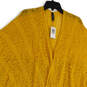 NWT Womens Yellow Knitted Fringe Sleeveless Open Front Poncho Sweater Sz 1 image number 3