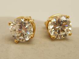 14K Yellow Gold Round CZ Stud Earrings 3.0g