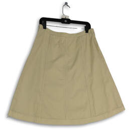 Womens Tan Stripe Flat Front Elastic Waist Pull-On A-Line Skirt Size 10 alternative image