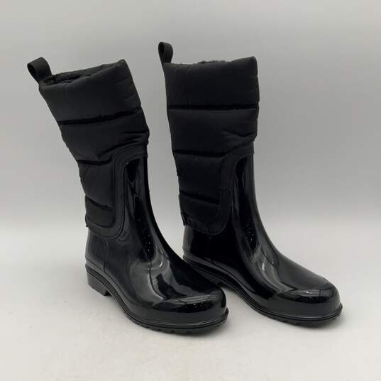 Womens Cabot Black Round Toe Mid-Calf Waterproof Quilted High Rain Boots Size 6 image number 4
