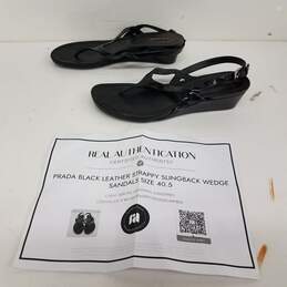 Prada Black Slingback Wedge Sandals Size 9
