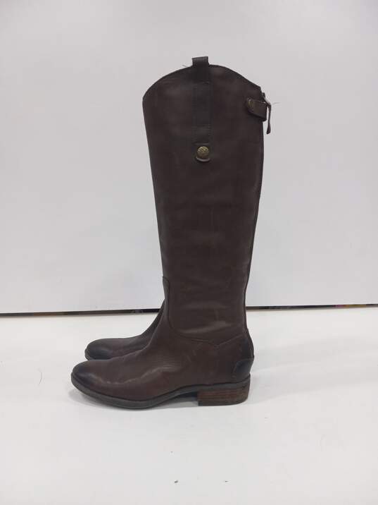 Sam Edelman Brown Leather Zip Riding Style Boots Size 7M image number 3