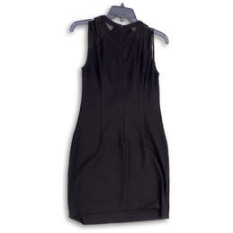 Womens Black Sleeveless Round Neck Back Zip Short Shift Dress Size 4P alternative image