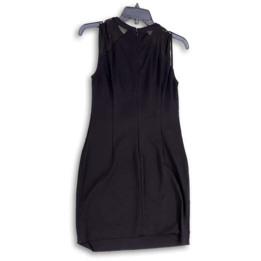 Womens Black Sleeveless Round Neck Back Zip Short Shift Dress Size 4P image number 2