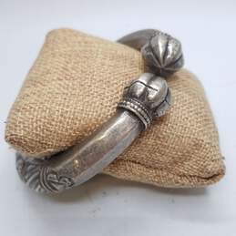 Vintage Sterling Silver Tribal Flower 7.5" Cuff Bracelet 43.8g