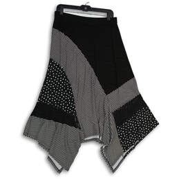 NWT Womens Black White Striped Hanky Hem Pull On A-Line Skirt Size 1 alternative image