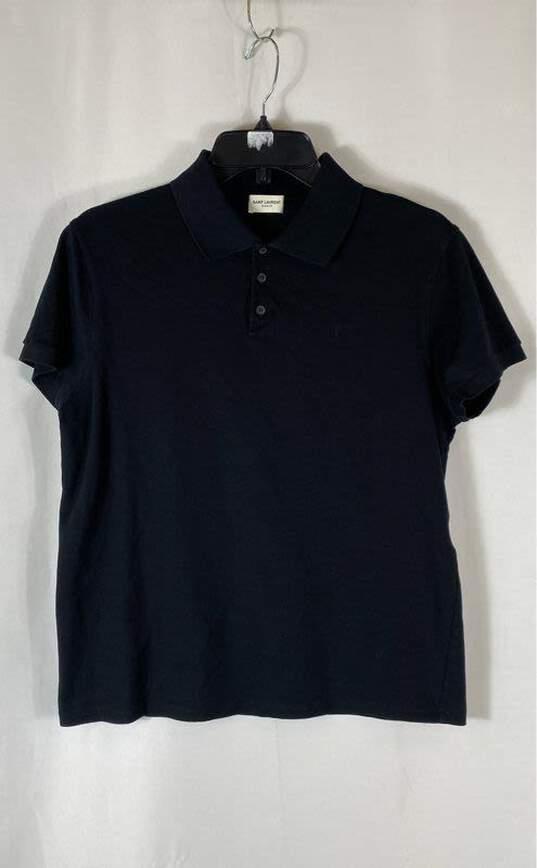 Saint Laurent Black Short Sleeve Polo - Size Small image number 1