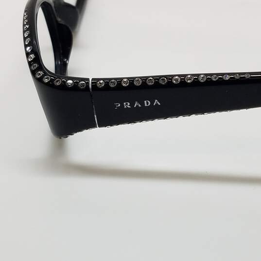 AUTHENTICATED Prada Black Crystal Studded Slim Eyeglasses FRAME ONLY image number 3