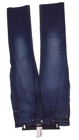 Womens Blue Five Pockets Flat Front Button Straight Leg Jeans Size Large