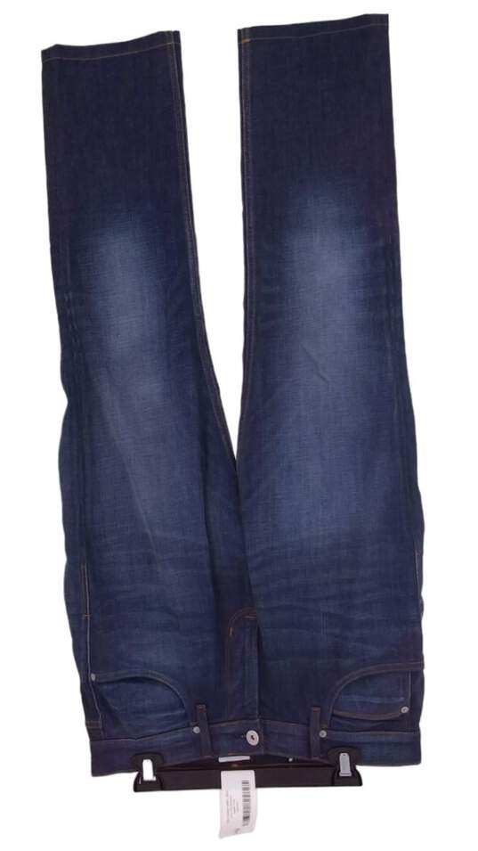 Womens Blue Five Pockets Flat Front Button Straight Leg Jeans Size Large image number 1