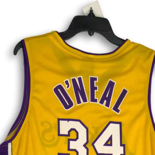 Los Angeles Lakers Mens Yellow Purple Shaquille O'Neal # 34 Pullover Jersey XL image number 4