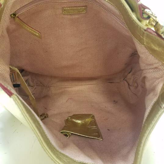 Dooney & Bourke Gold Leather Large Hobo Shoulder Tote Bag image number 5
