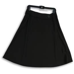 Talbots Womens Black Flat Front Knee Length Classic A-Line Skirt Size 8
