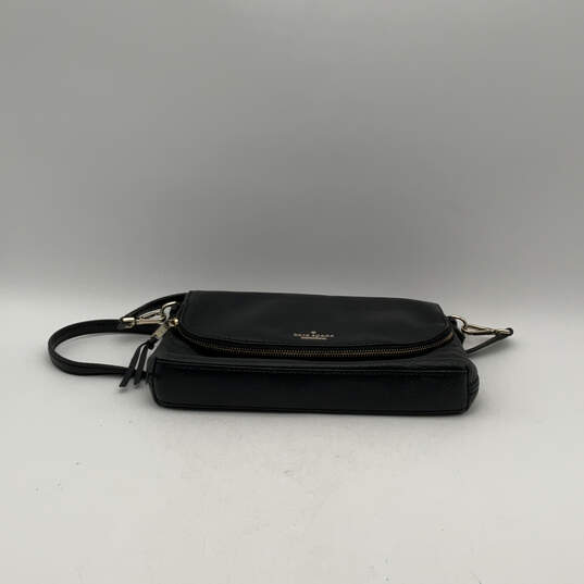 Womens Jackson Street Black Leather Adjustable Strap Zipper Crossbody Bag image number 3