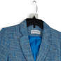 Womens Blue Notch Lapel Long Sleeve Tweed Two Button Blazer Size 10 image number 3