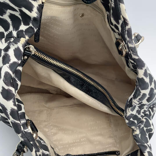 Womens Black Beige Animal Print Inner Pocket Semi Chain Strap Shoulder Bag image number 4