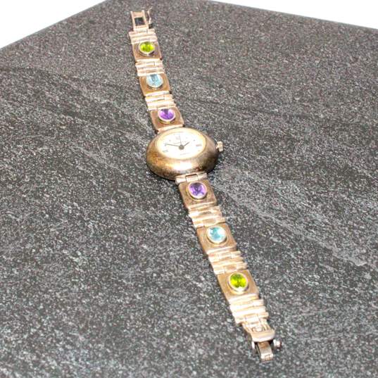Merona Sterling Silver Gemstone Accented Women's Quartz Watch image number 3