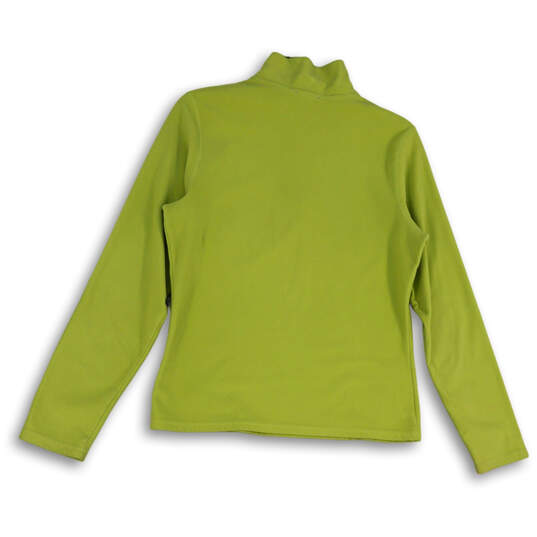 Buy the Womens Green 1/4 Zip Mock Neck Long Sleeve Fleece Jacket Size Medium
