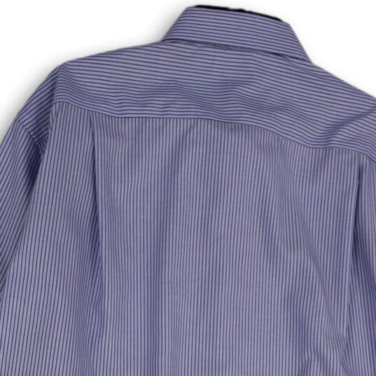 NWT Mens Blue Black Striped Spread Collar Button-Up Shirt Size 17.5 32/33 image number 4